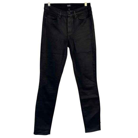 PAIGE Hoxton Ankle Women's Black Fog Luxe Coating Mid-Rise Skinny Jeans Size 26 - Picture 3 of 13